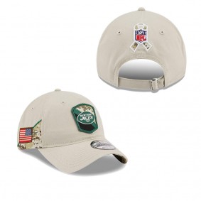 Men's New York Jets Stone 2023 NFL Salute To Service 9TWENTY Adjustable Hat