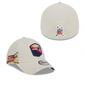 Men's New England Patriots Stone 2023 NFL Salute To Service 39THIRTY Flex Hat