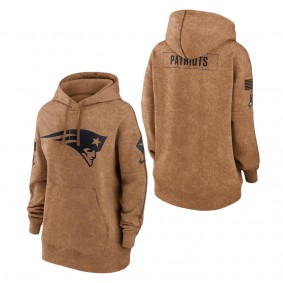 Women's New England Patriots Brown 2023 NFL Salute To Service Pullover Hoodie