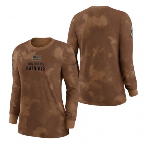 Women's New England Patriots Brown 2023 NFL Salute To Service Long Sleeve T-Shirt
