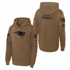 Youth New England Patriots Brown 2023 NFL Salute To Service Club Fleece Pullover Hoodie