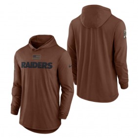 Men's Las Vegas Raiders Brown 2023 NFL Salute To Service Lightweight Long Sleeve Hoodie T-Shirt