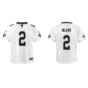 Youth New Orleans Saints Chris Olave White Game Jersey