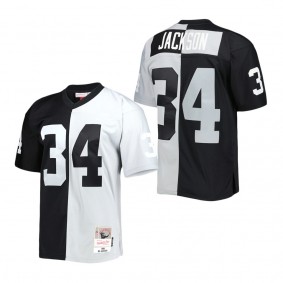 Men's Las Vegas Raiders Bo Jackson Mitchell & Ness Black Silver 1988 Split Legacy Replica Jersey