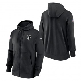 Men's Las Vegas Raiders Nike Black Sideline Club Performance Full-Zip Hoodie