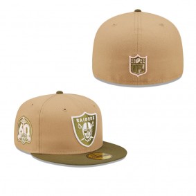 Men's Las Vegas Raiders Tan Olive 60th Season Saguaro 59FIFTY Fitted Hat