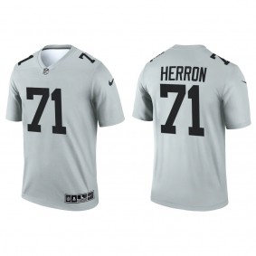 Men's Las Vegas Raiders Justin Herron Silver Inverted Legend Jersey