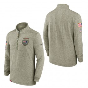 Men's New England Patriots Olive 2022 Salute to Service Shield Quarter-Zip Top