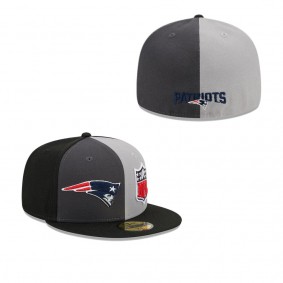 Men's New England Patriots Gray Black 2023 Sideline 59FIFTY Fitted Hat