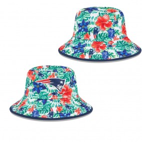 Men's New England Patriots White Botanical Bucket Hat