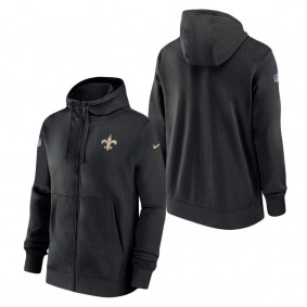 Men's New Orleans Saints Nike Black Sideline Club Performance Full-Zip Hoodie