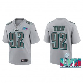 Reggie White Youth Philadelphia Eagles Nike Gray Super Bowl LVII Patch Atmosphere Fashion Game Jersey