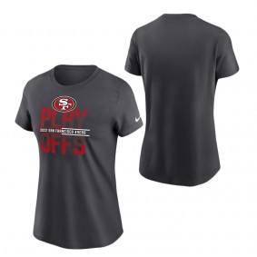 Women's San Francisco 49ers Nike Anthracite 2022 NFL Playoffs Iconic T-Shirt